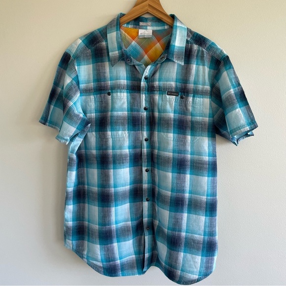 Columbia Men's Leadville Ridge II Short-Sleeve Shirt Blue Plaid Size Large - Picture 1 of 8